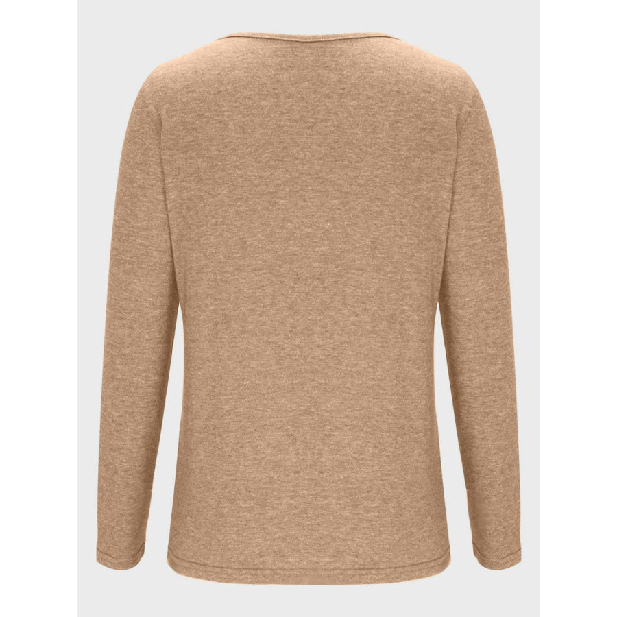 Crisscross V-Neck Long Sleeve T-Shirt Apparel and Accessories