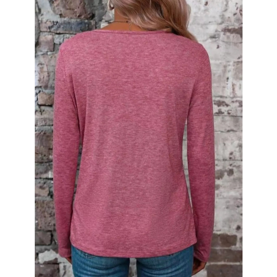 Crisscross V-Neck Long Sleeve T-Shirt Apparel and Accessories
