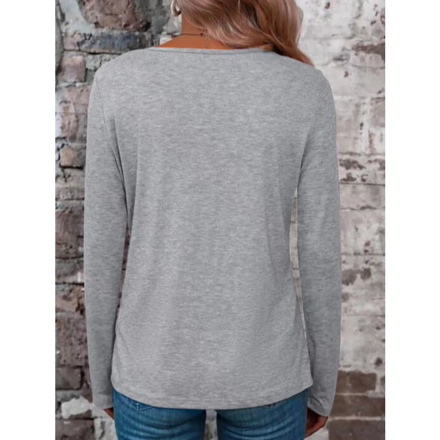 Crisscross V-Neck Long Sleeve T-Shirt Apparel and Accessories