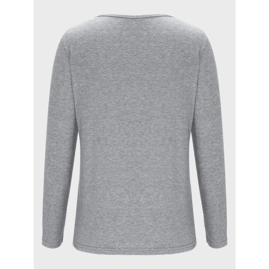 Crisscross V-Neck Long Sleeve T-Shirt Apparel and Accessories