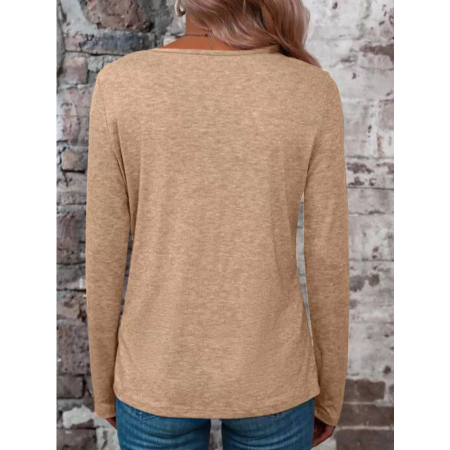 Crisscross V-Neck Long Sleeve T-Shirt Apparel and Accessories