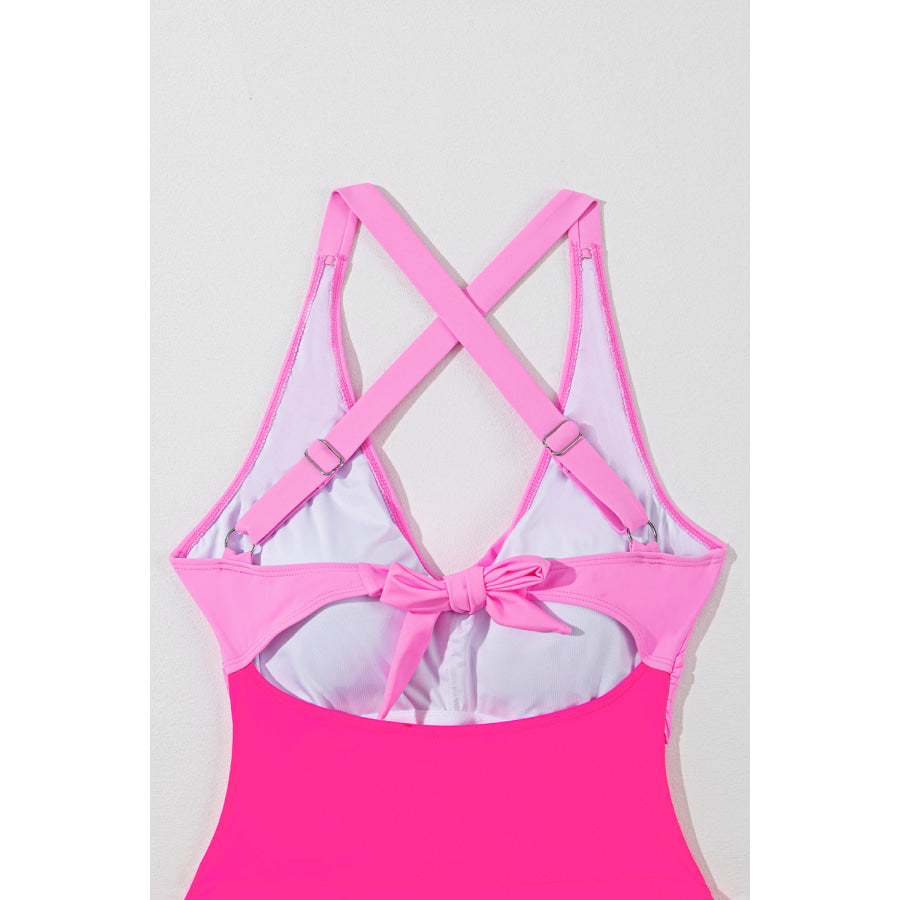 Crisscross V-Neck One-Piece Swimwear Apparel and Accessories