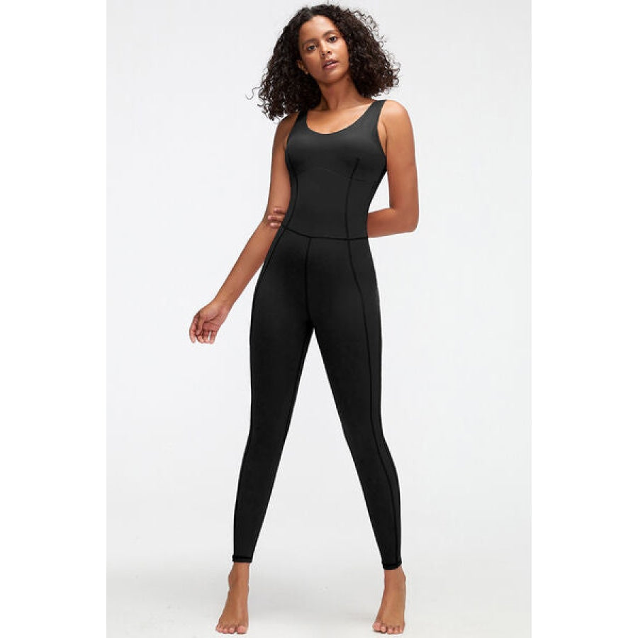 Crisscross Wide Strap Active Jumpsuit Black / S Clothing