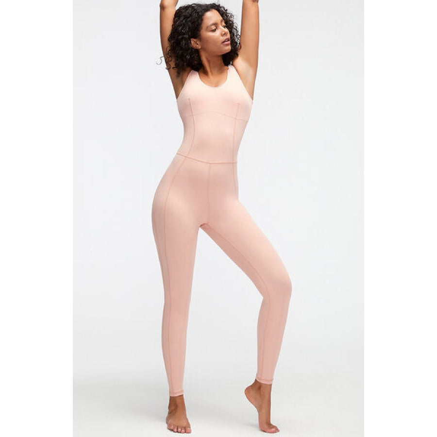 Crisscross Wide Strap Active Jumpsuit Clothing