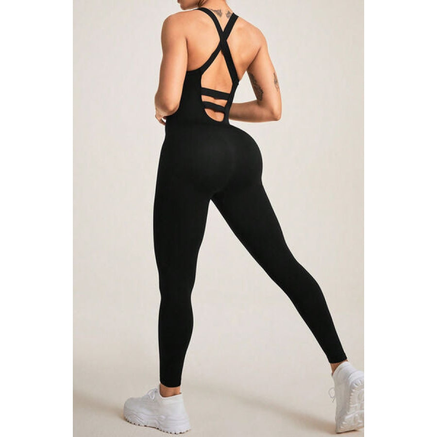 Crisscross Wide Strap Jumpsuit Apparel and Accessories