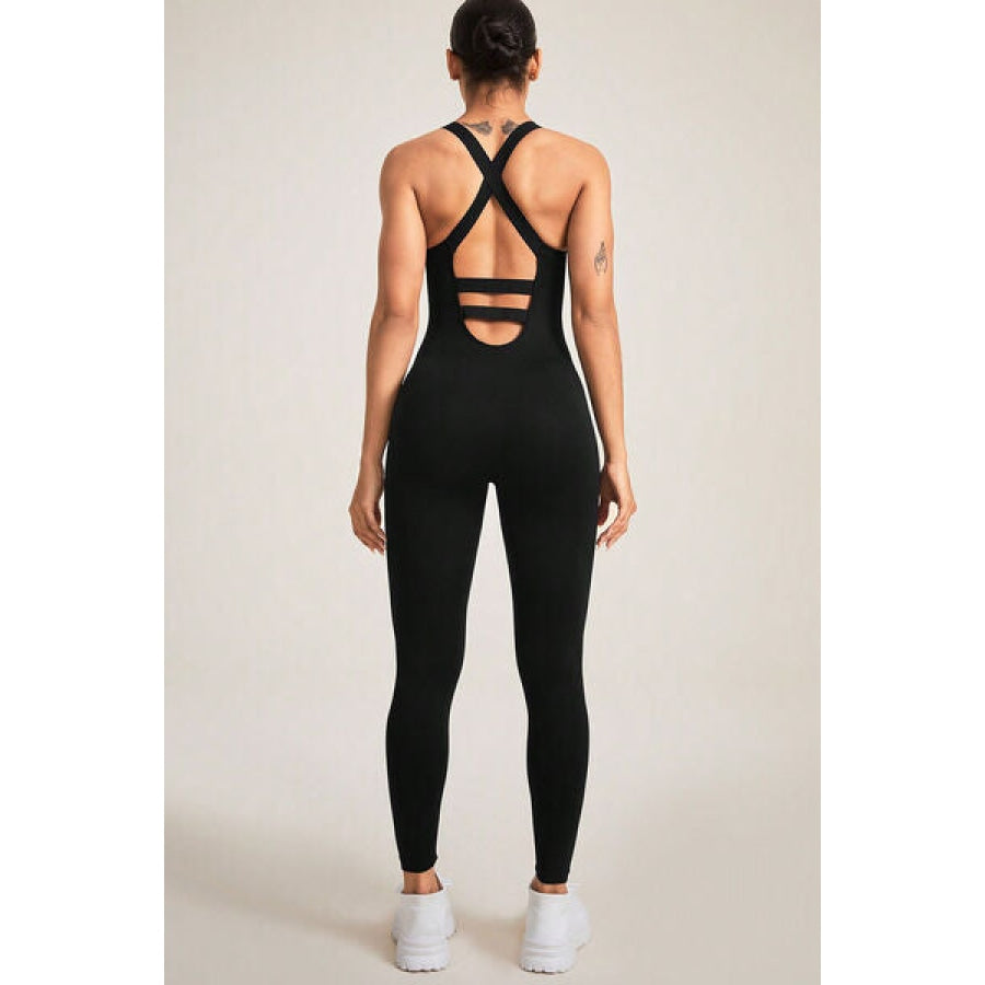 Crisscross Wide Strap Jumpsuit Apparel and Accessories