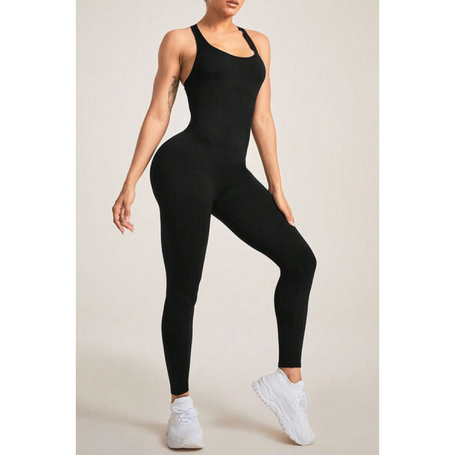 Crisscross Wide Strap Jumpsuit Black / S Apparel and Accessories