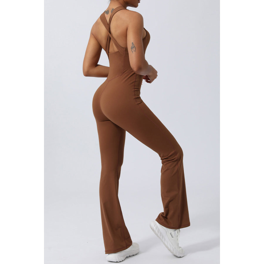 Crisscross Wide Strap Sleeveless Jumpsuit Apparel and Accessories