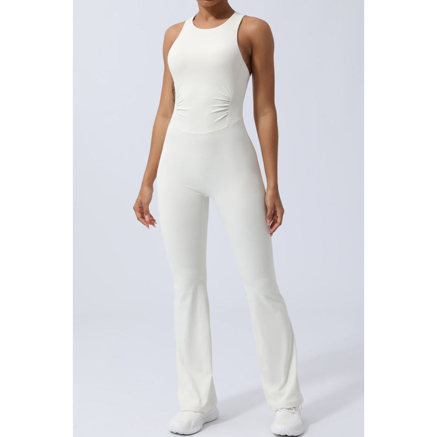 Crisscross Wide Strap Sleeveless Jumpsuit White / S Apparel and Accessories