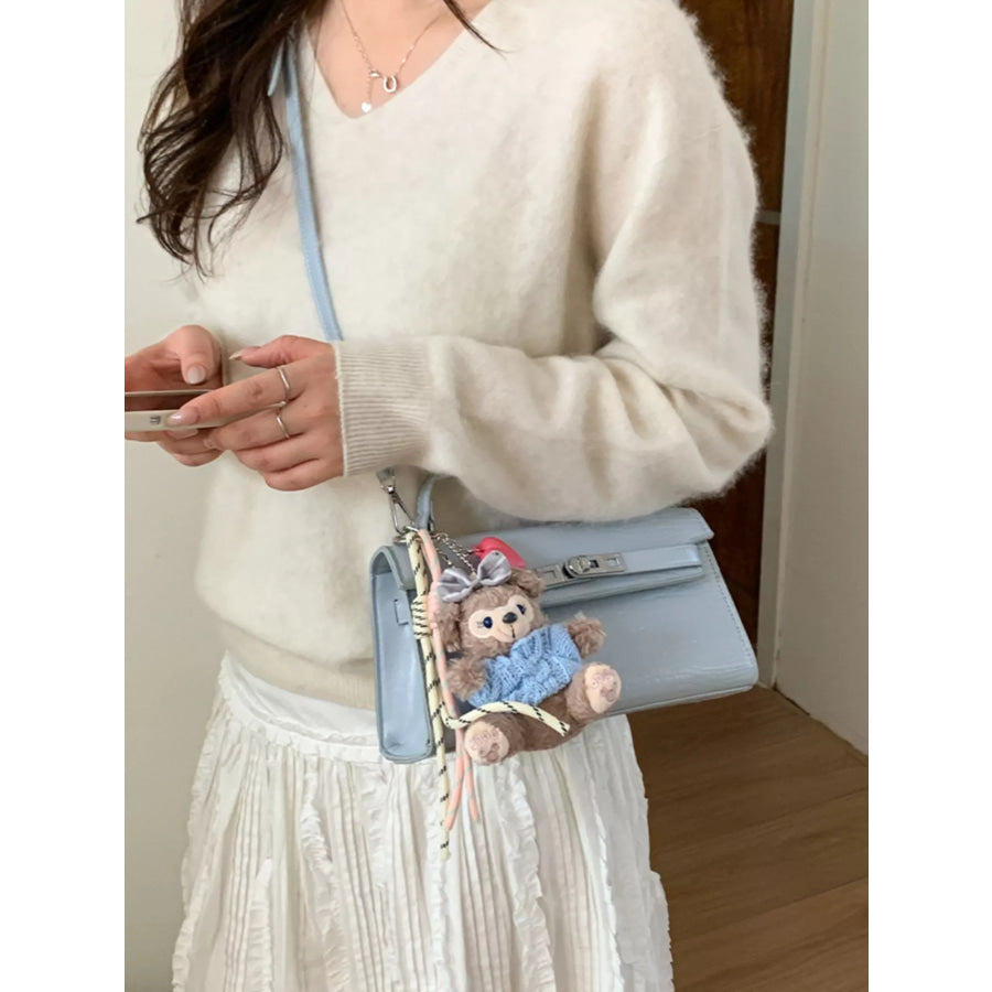Croc-Embossed Leather Crossbody Bag Blue / One Size Apparel and Accessories