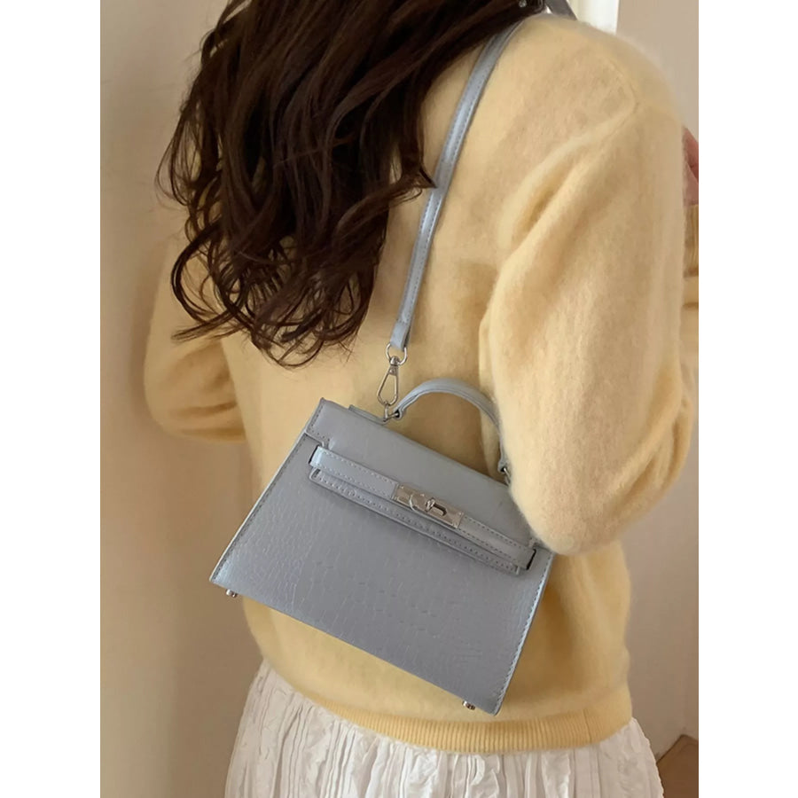 Croc-Embossed Top-Handle Crossbody Bag Apparel and Accessories