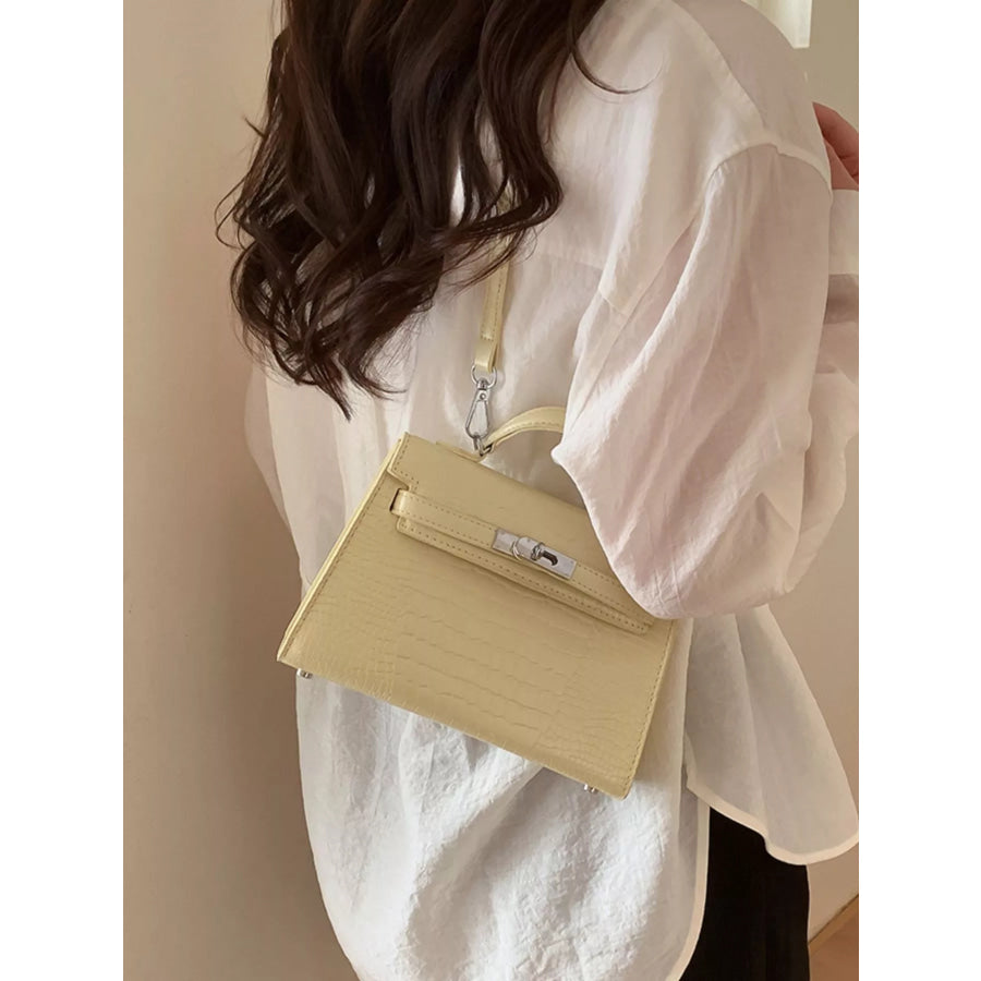 Croc-Embossed Top-Handle Crossbody Bag Apparel and Accessories