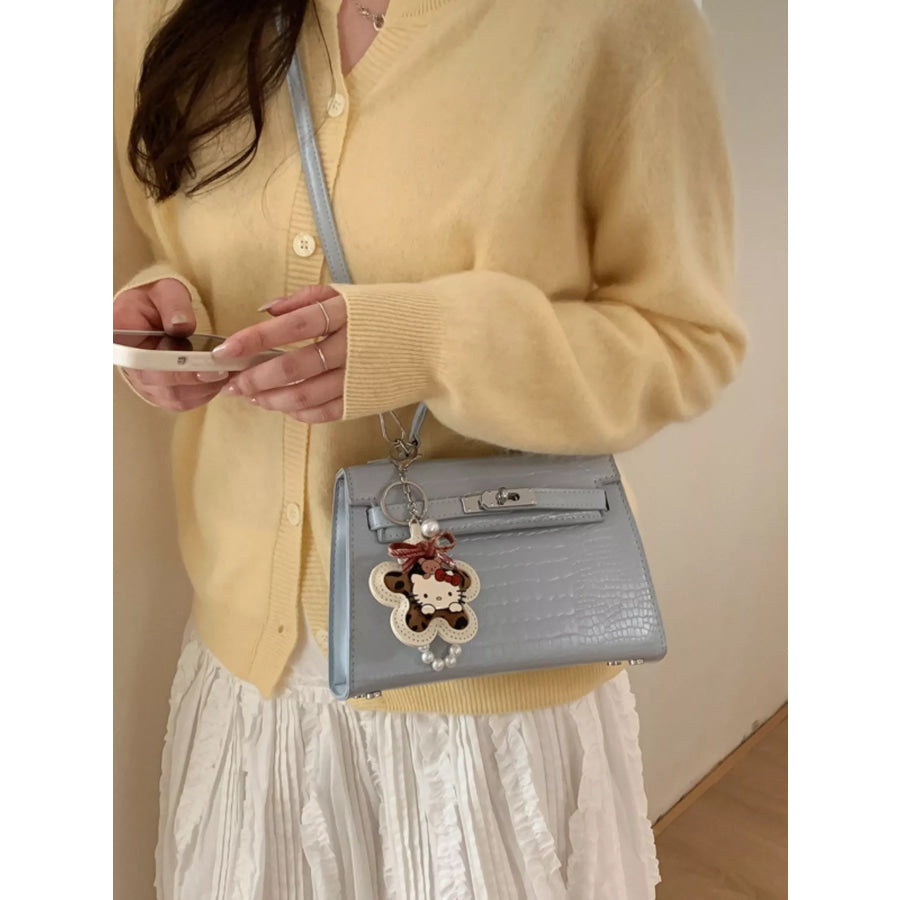 Croc-Embossed Top-Handle Crossbody Bag Blue / One Size Apparel and Accessories