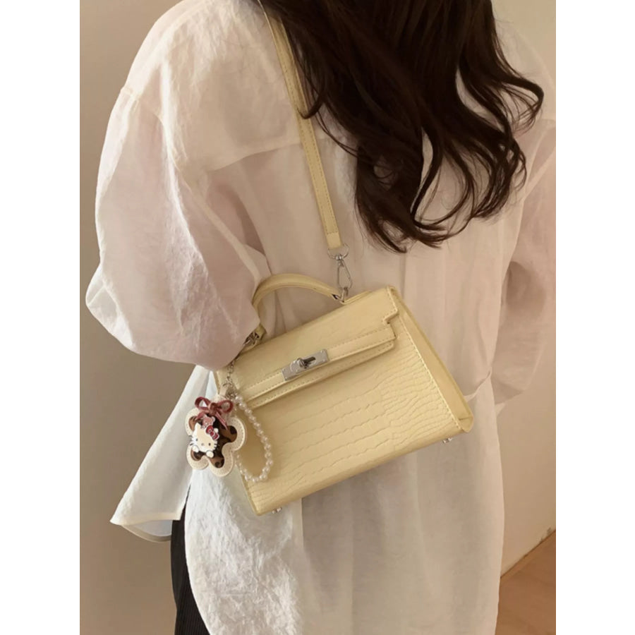 Croc-Embossed Top-Handle Crossbody Bag Yellow / One Size Apparel and Accessories