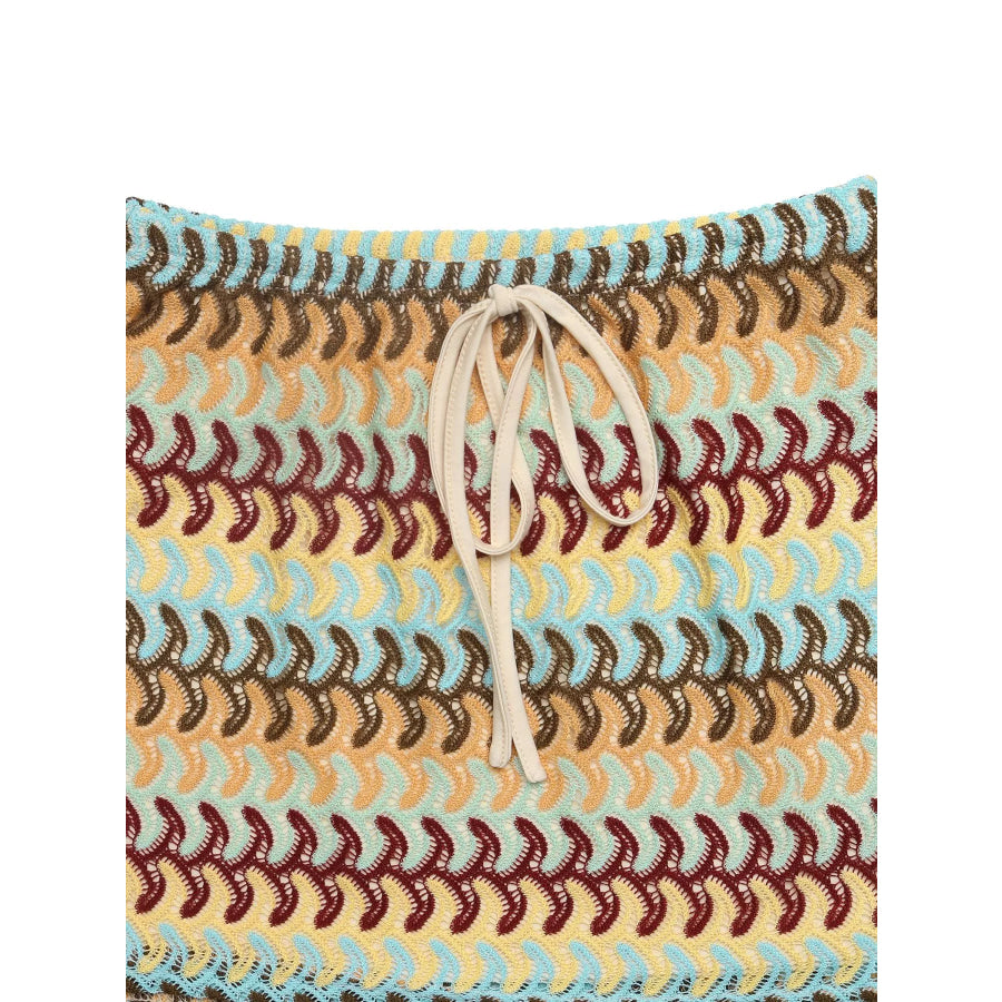 Crochet Drawstring Mini Skirt Apparel and Accessories