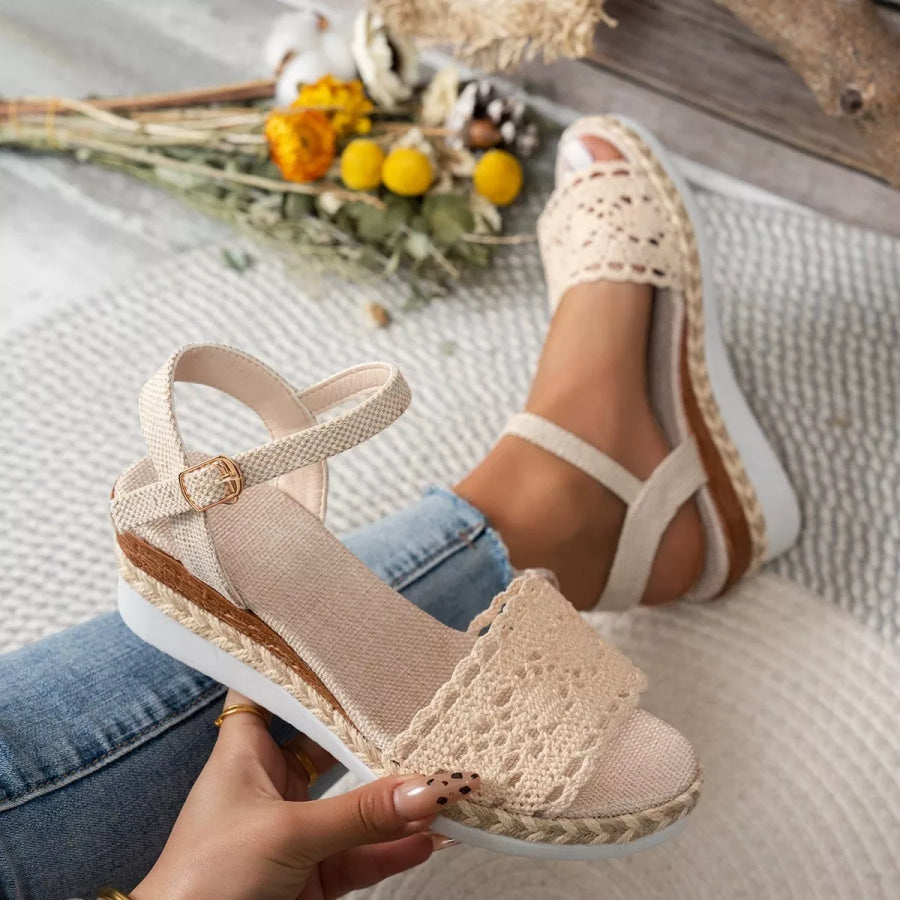 Crochet Espadrille Platform Sandals Apparel and Accessories