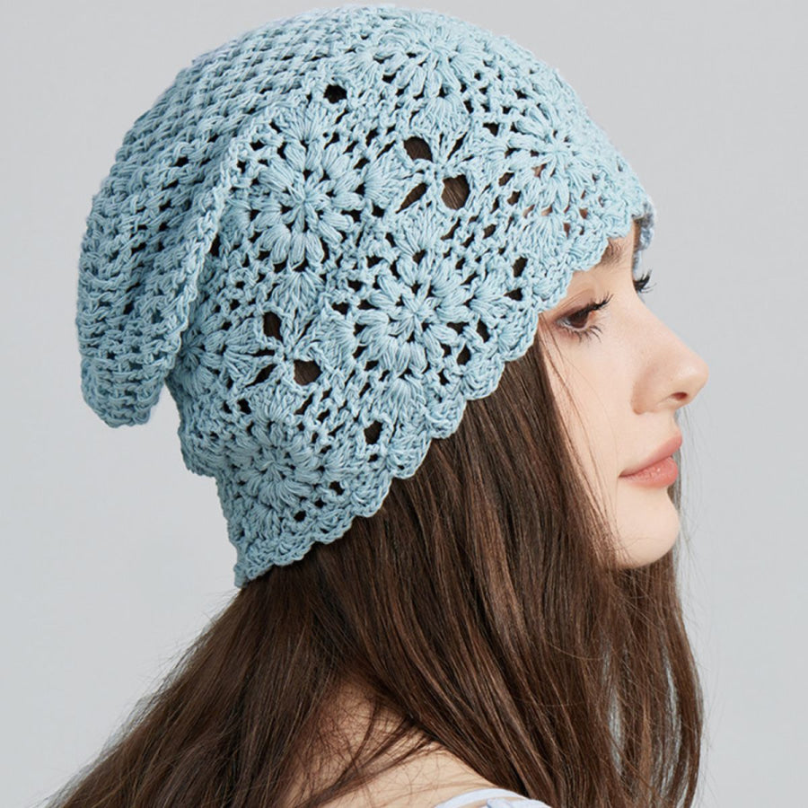 Crochet Floral Beanie Hat Apparel and Accessories