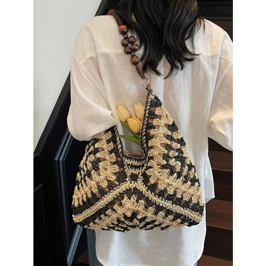 Crochet Hobo Handbag Black / ONESIZE Apparel and Accessories