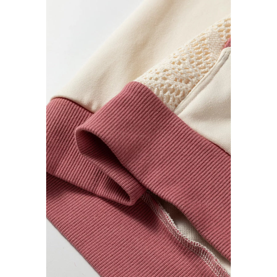 Crochet Knit Contrast Trim Hoodie Apparel and Accessories