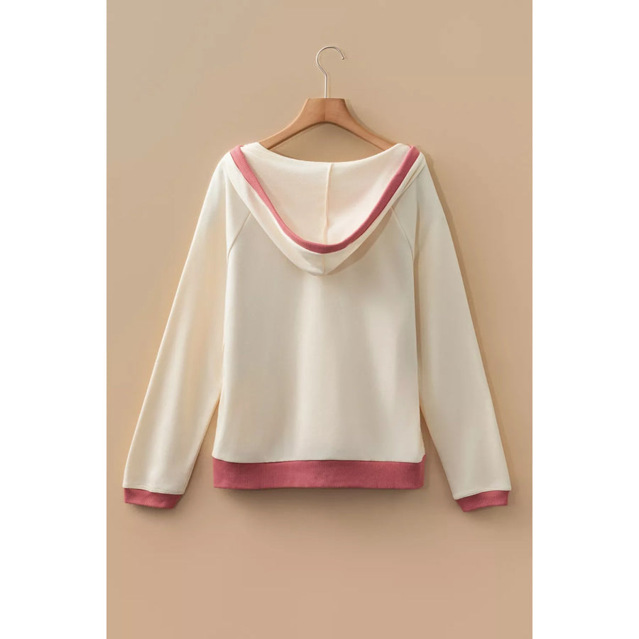 Crochet Knit Contrast Trim Hoodie Apparel and Accessories