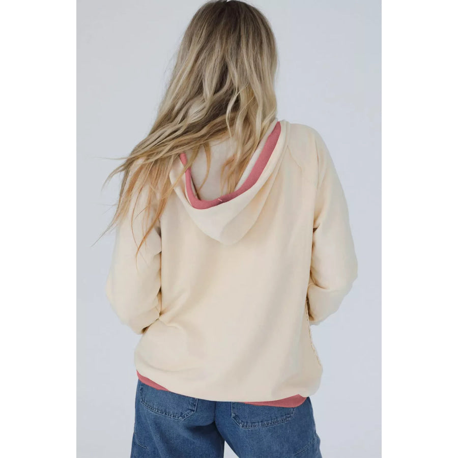 Crochet Knit Contrast Trim Hoodie Apparel and Accessories