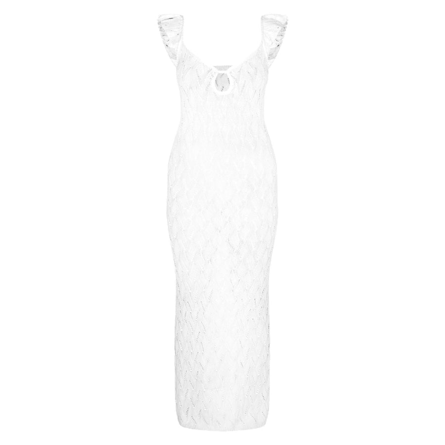Crochet Knit Cover Up Maxi Dress Apparel and Accessories