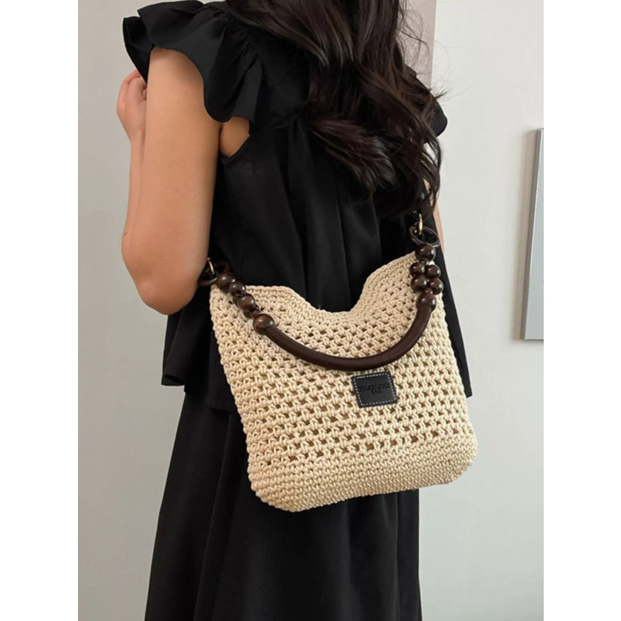 Crochet Knit Crossbody Bag Cream / onesize Apparel and Accessories