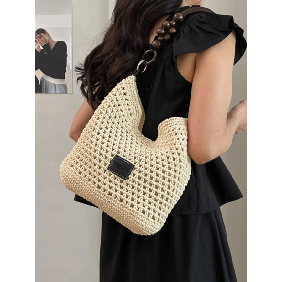 Crochet Knit Crossbody Bag Cream / onesize Apparel and Accessories
