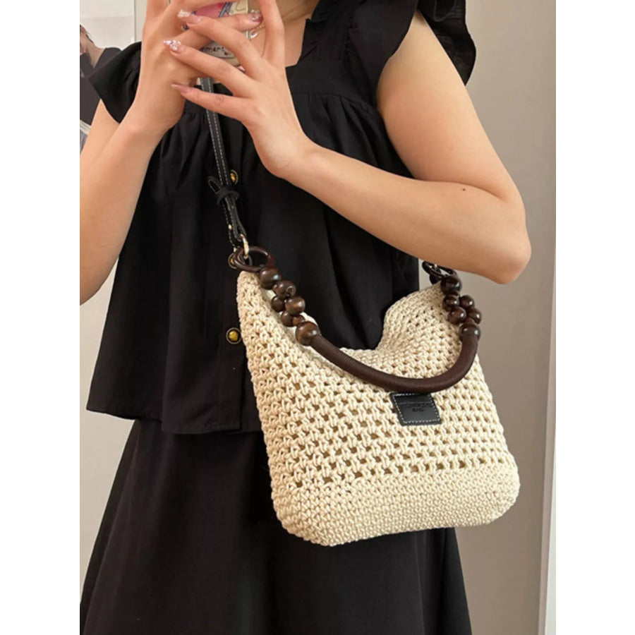 Crochet Knit Crossbody Bag Cream / onesize Apparel and Accessories