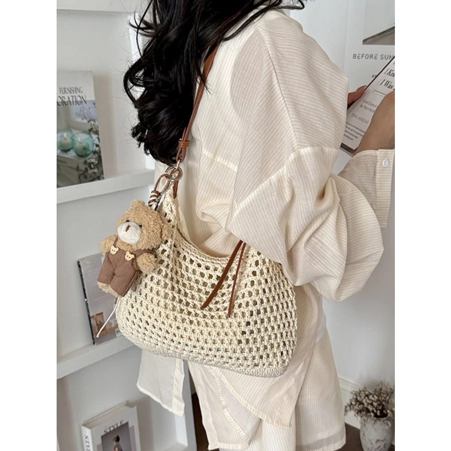 Crochet Knit Crossbody Bag Off-white / One Size Apparel and Accessories