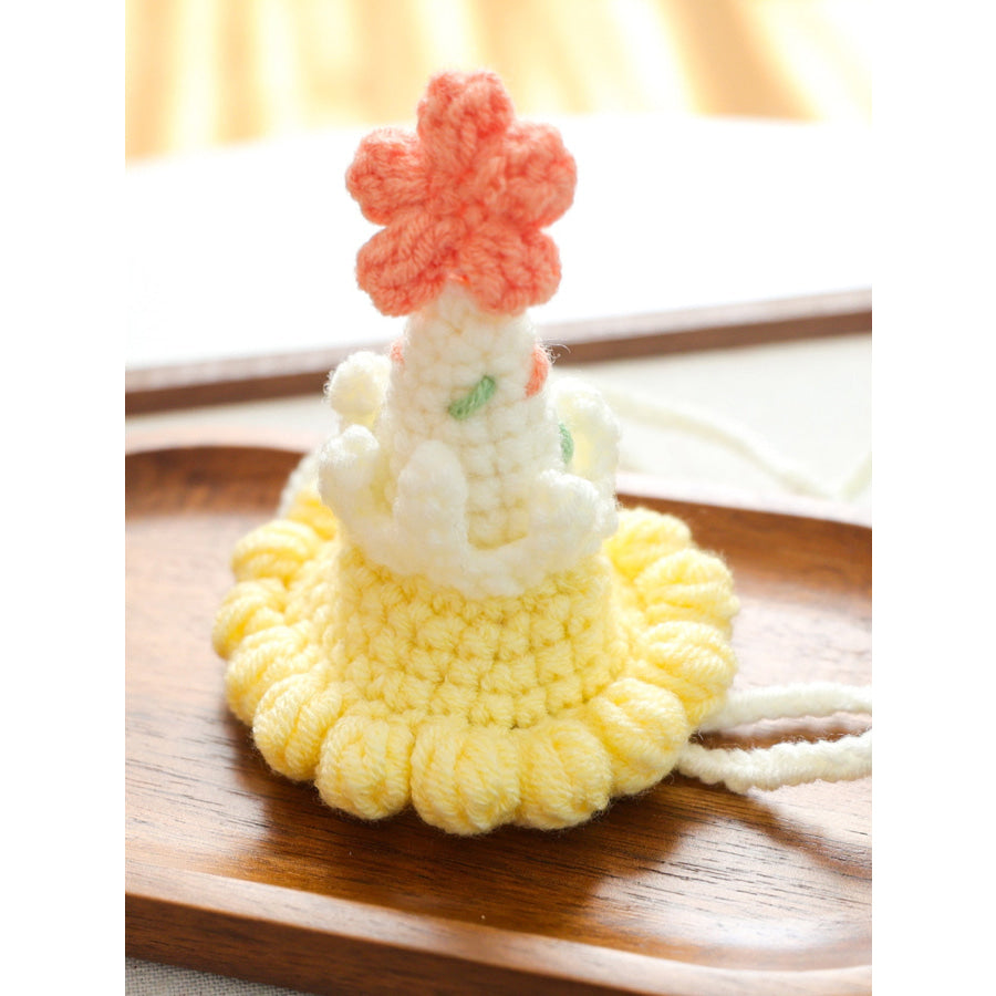 Crochet Knit Pet Hat Flower Wool Hat / One Size Apparel and Accessories