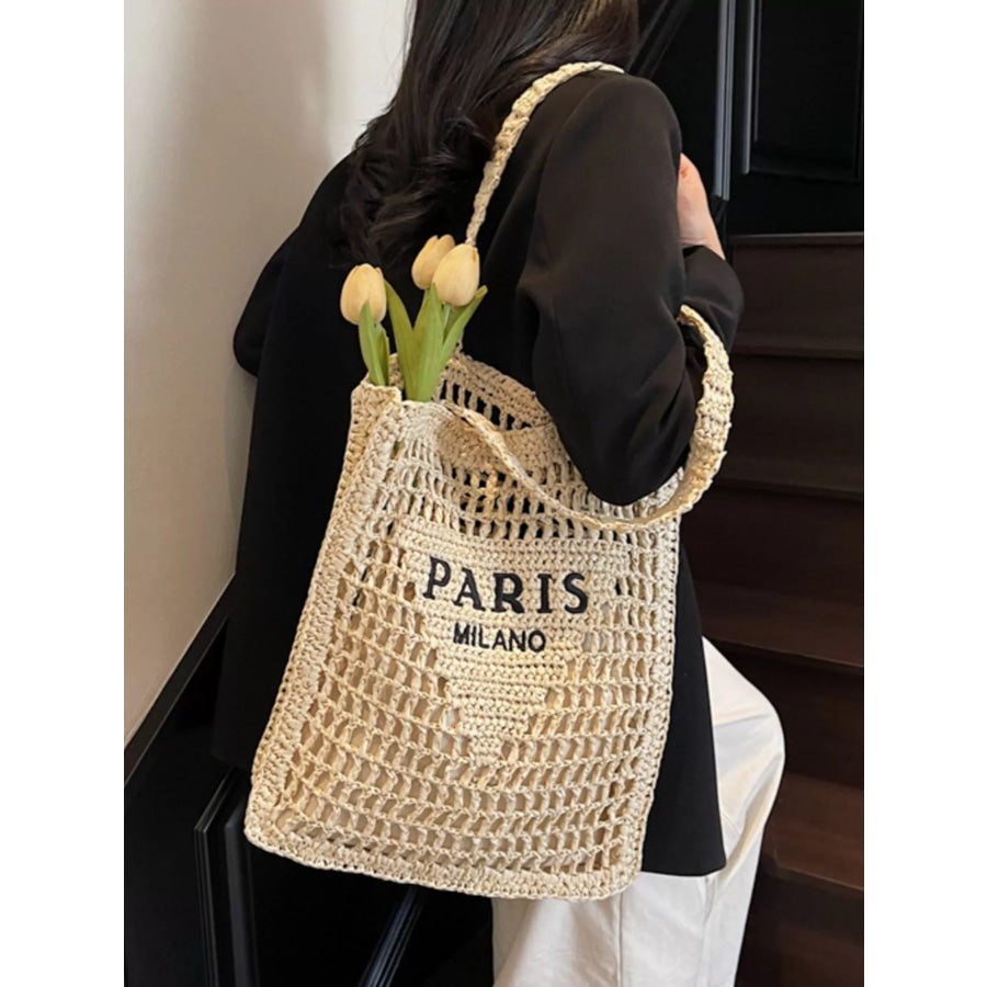 Crochet Knit Shoulder Bag Off-white / One Size Apparel and Accessories