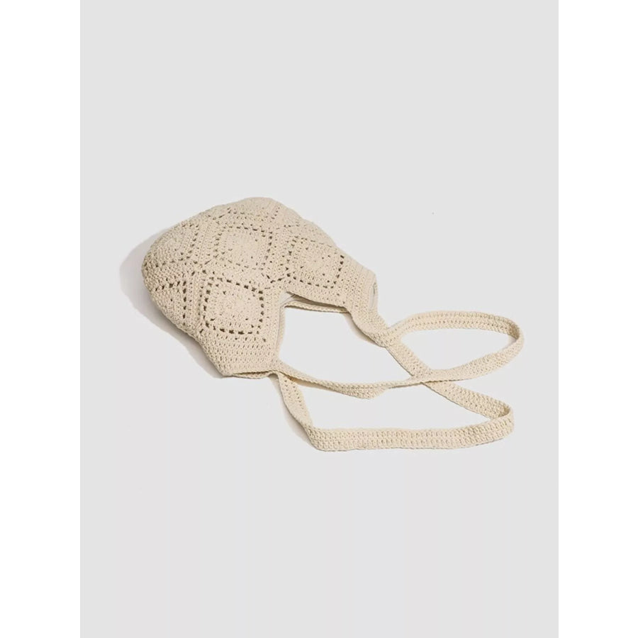 Crochet Knit Shoulder Bag Beige / onesize Apparel and Accessories
