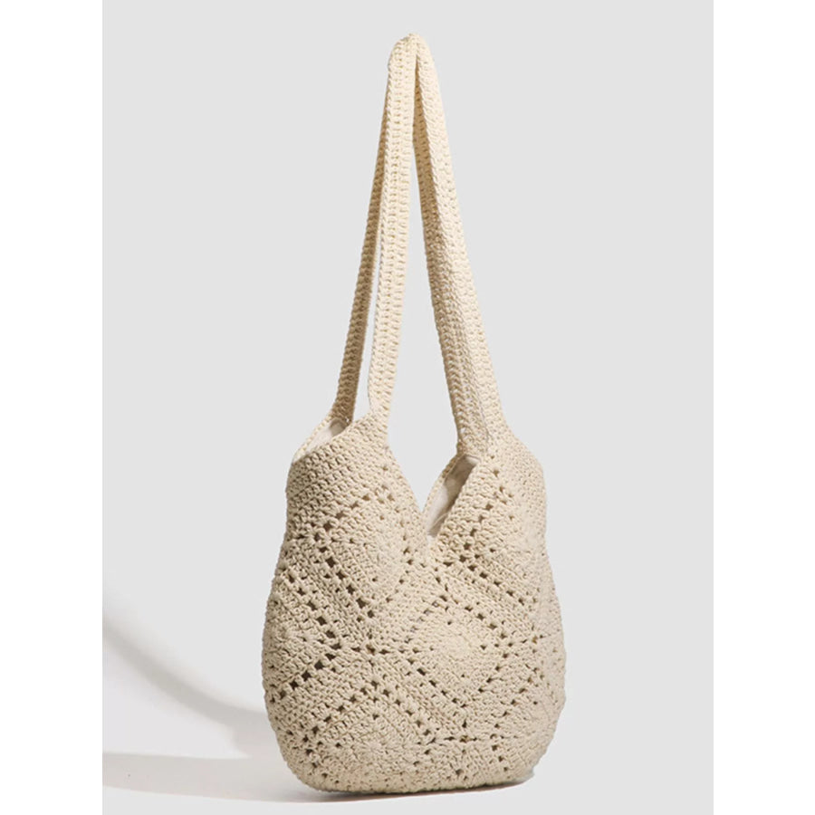 Crochet Knit Shoulder Bag Beige / onesize Apparel and Accessories