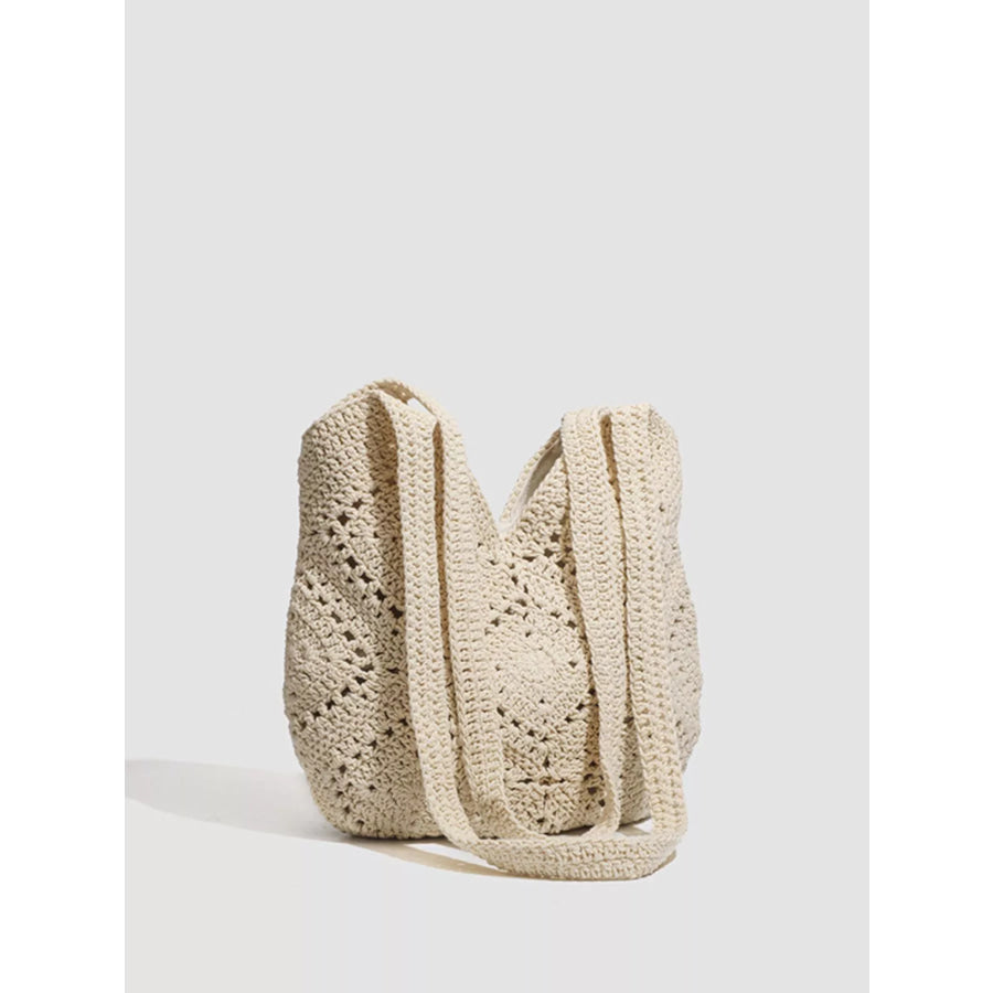 Crochet Knit Shoulder Bag Beige / onesize Apparel and Accessories