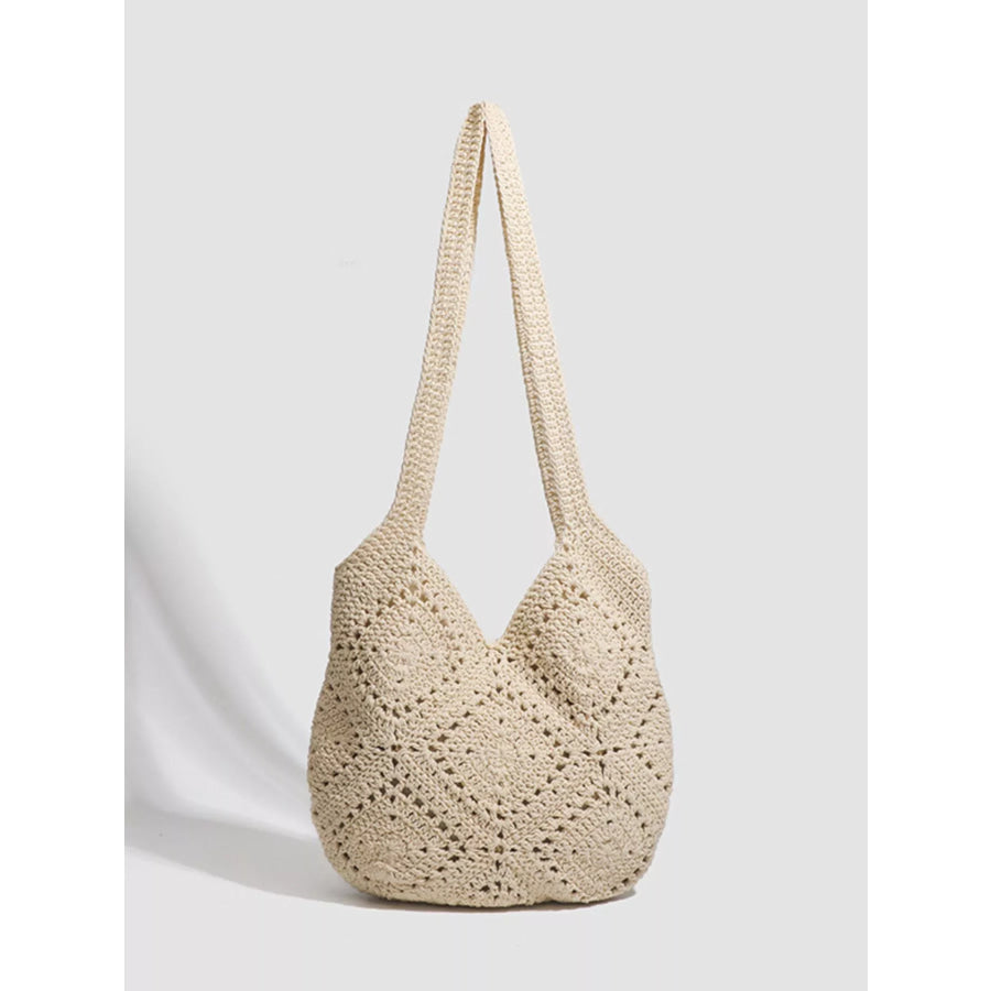 Crochet Knit Shoulder Bag Beige / onesize Apparel and Accessories
