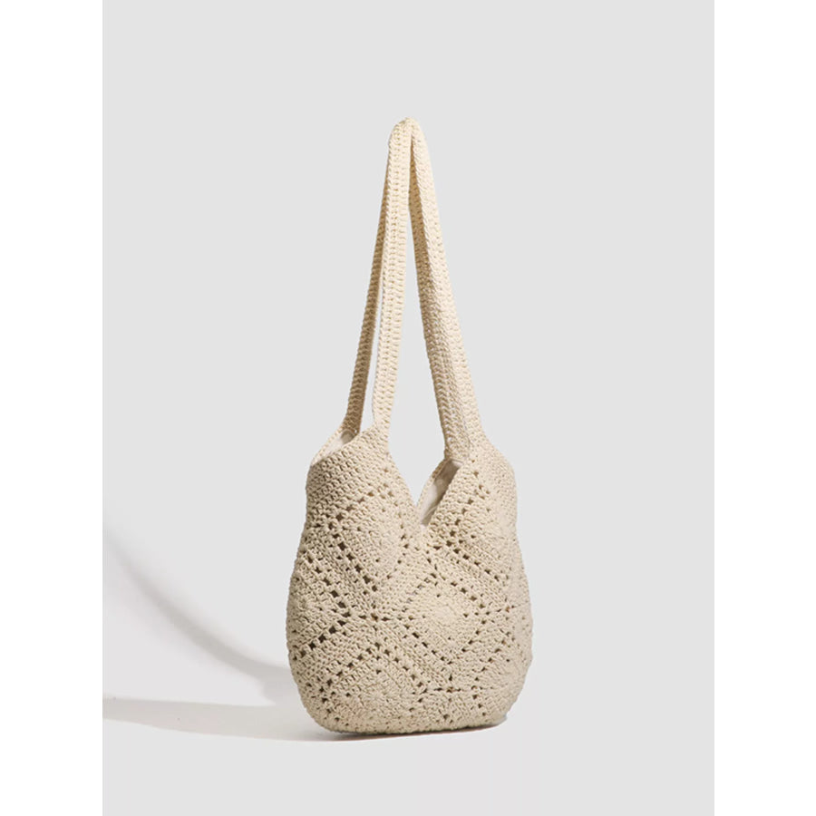 Crochet Knit Shoulder Bag Beige / onesize Apparel and Accessories