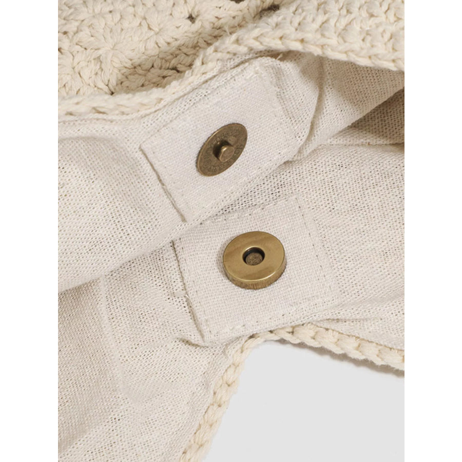 Crochet Knit Shoulder Bag Beige / onesize Apparel and Accessories