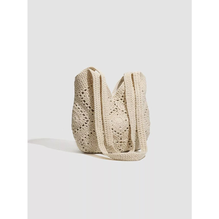 Crochet Knit Shoulder Bag Beige / onesize Apparel and Accessories
