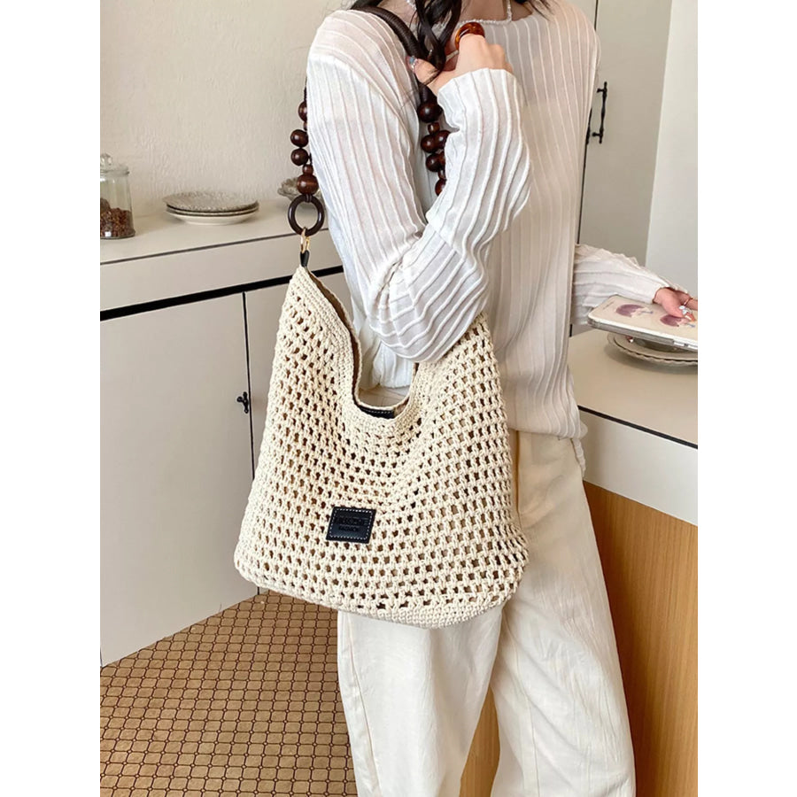 Crochet Knit Shoulder Bag Cream / onesize Apparel and Accessories