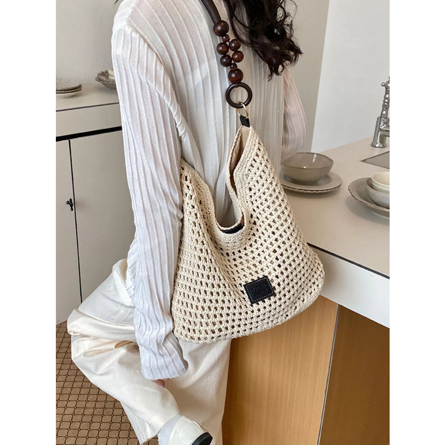 Crochet Knit Shoulder Bag Cream / onesize Apparel and Accessories