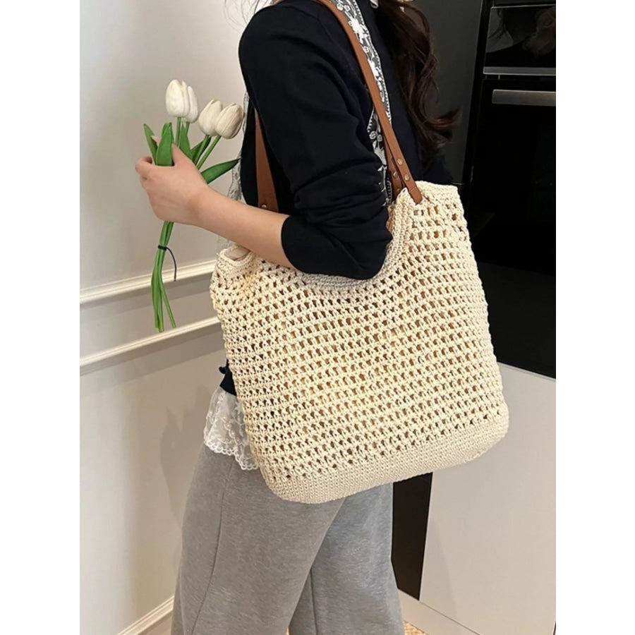 Crochet Knit Shoulder Bag Cream / onesize Apparel and Accessories