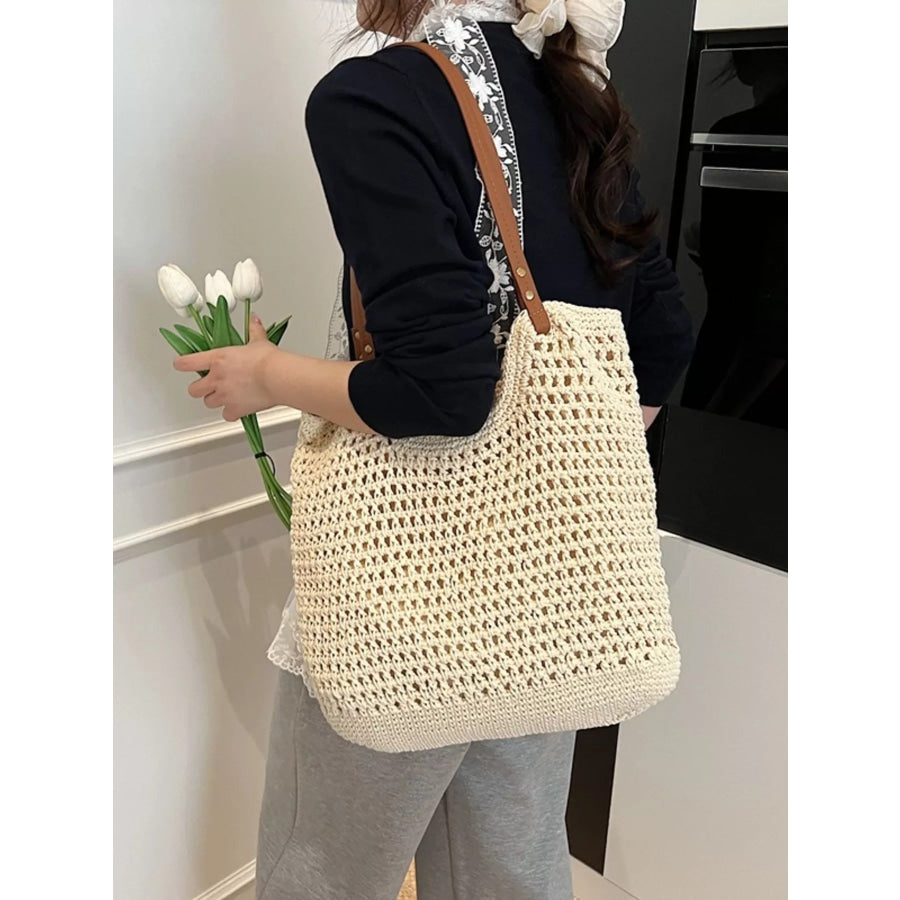 Crochet Knit Shoulder Bag Cream / onesize Apparel and Accessories