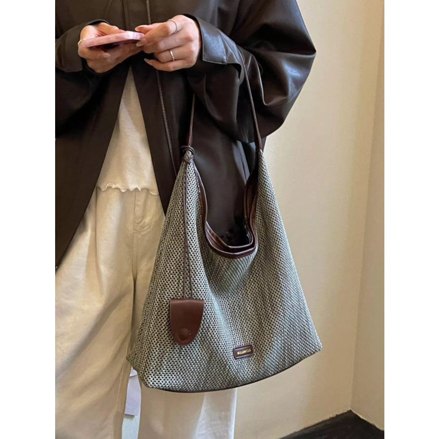 Crochet Knit Shoulder Bag Gray / onesize Apparel and Accessories