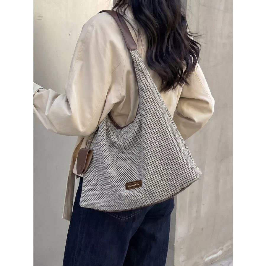 Crochet Knit Shoulder Bag Gray / onesize Apparel and Accessories