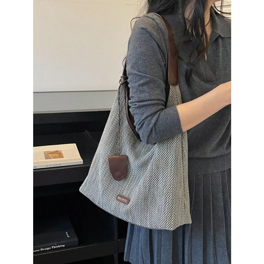 Crochet Knit Shoulder Bag Gray / onesize Apparel and Accessories