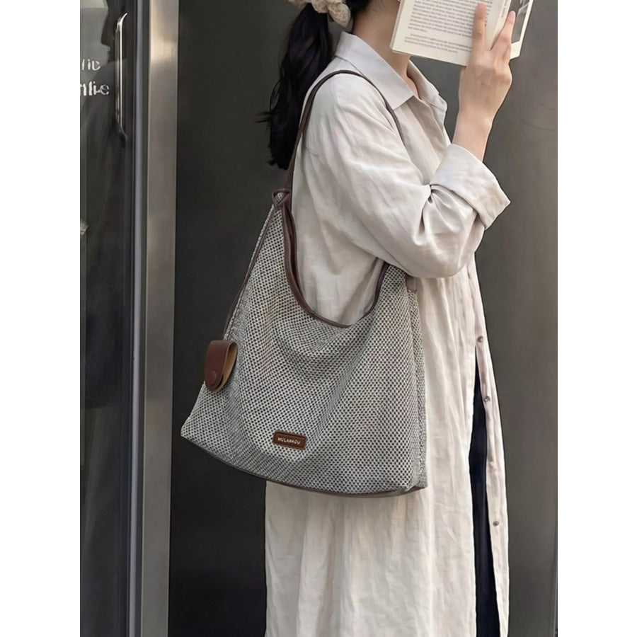 Crochet Knit Shoulder Bag Gray / onesize Apparel and Accessories
