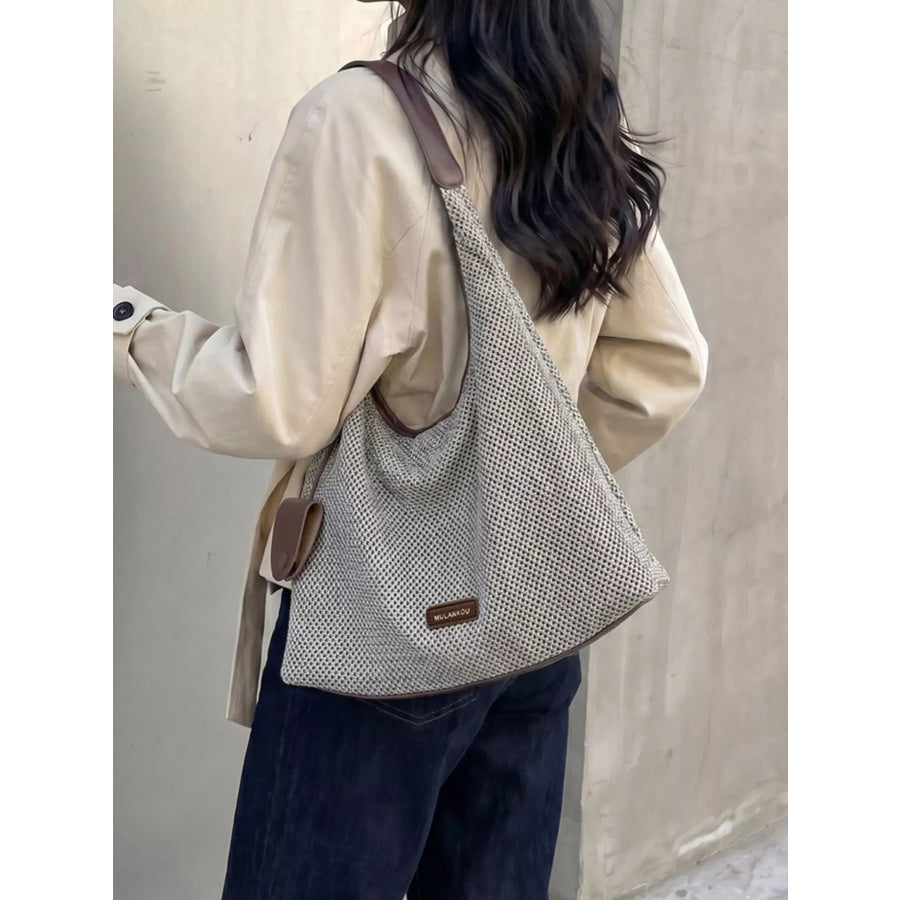 Crochet Knit Shoulder Bag Gray / onesize Apparel and Accessories