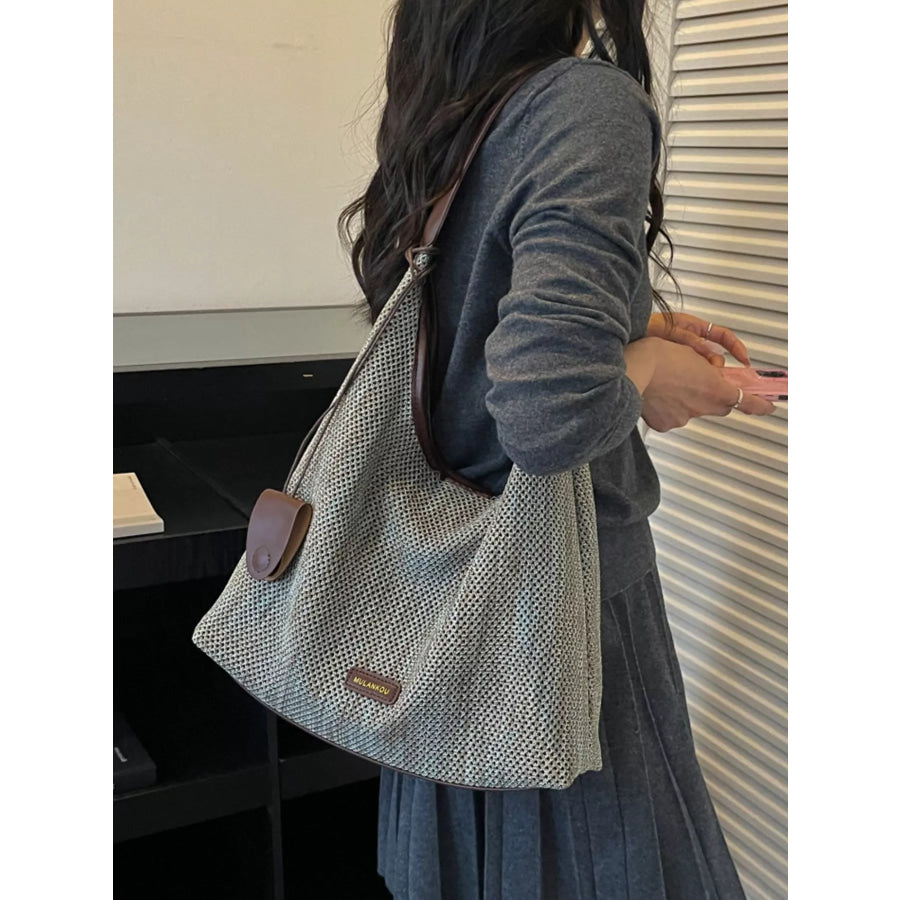 Crochet Knit Shoulder Bag Gray / onesize Apparel and Accessories