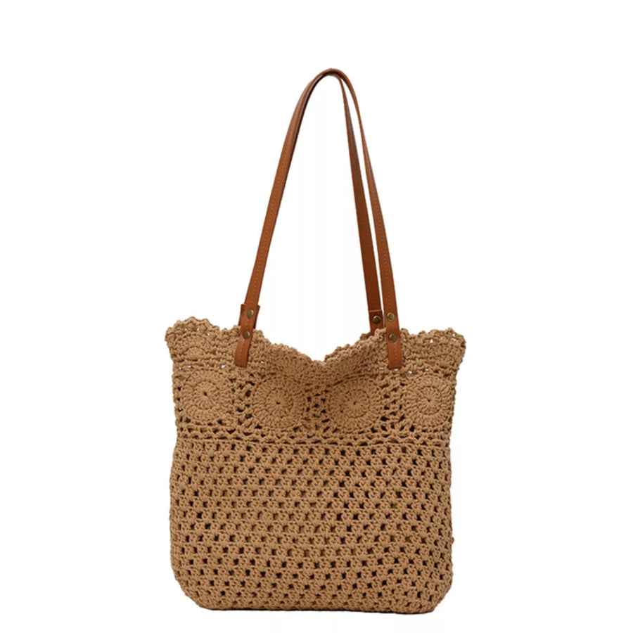 Crochet Knit Shoulder Bag Khaki / onesize Apparel and Accessories